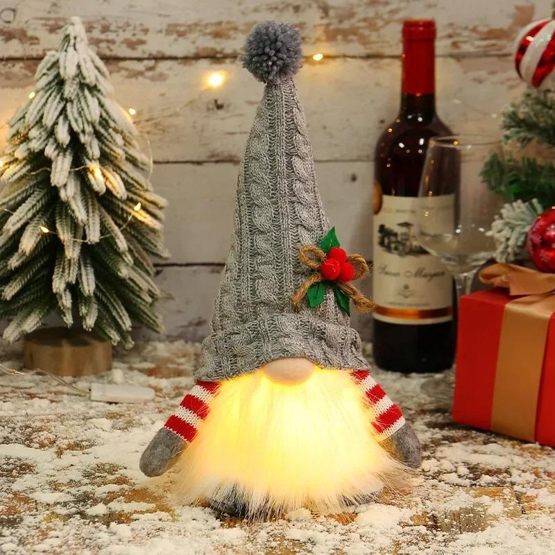 Zářící Vánoční Bezobličejový Trpaslík 30cm Dekorace na Stromek 2026 Noční Světlo Vánoční Dárek Navidad 2027 Nový Rok Domácí Dekorace