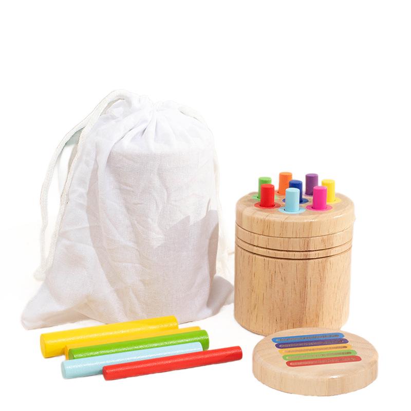 Wooden Color & Shape Sorting Cylinder for Kids (Ages 3-6) - Educational Pencil Holder Toy