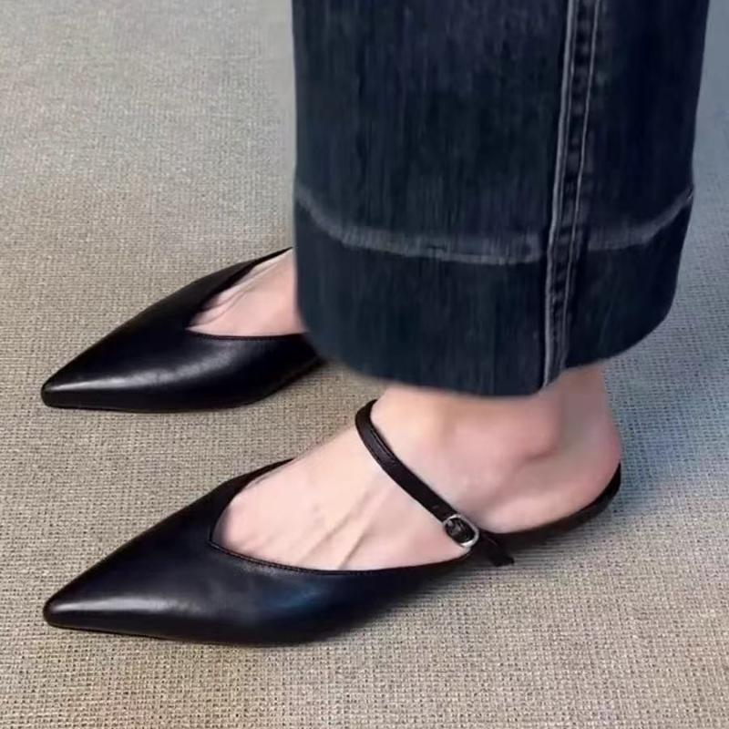 

Fashion 2025 New Summer Women s Cover Toe Mules Slippers Fashion Shallow Slip-On Slides Shoes Comfortable Ladies Footwear 35