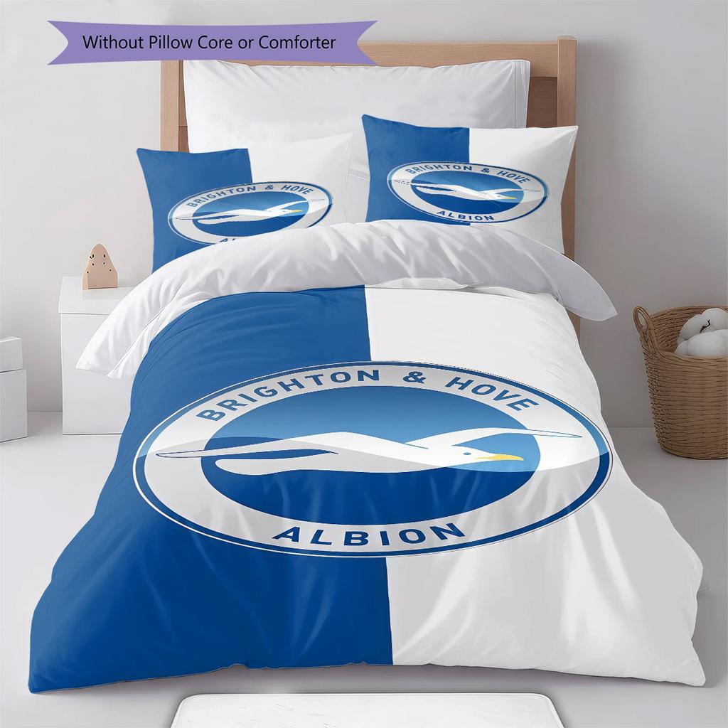 Brighton & Hove Albion Pattern Bedding,Quilt Set Quilt Cover Pillowcase Home Birthday Gift(1 * Duvet Cover + 2 * Pillowcase, Without Core)