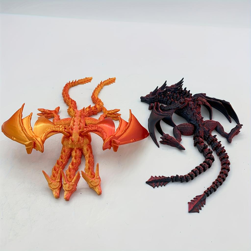3D-gedrucktes dreiköpfiges Drachenfigurenmodell mit mehrfarbigem Lasergradient Geeignet für die Dekoration von Schreibtischen im Innenbereich, Zimmerdekoration