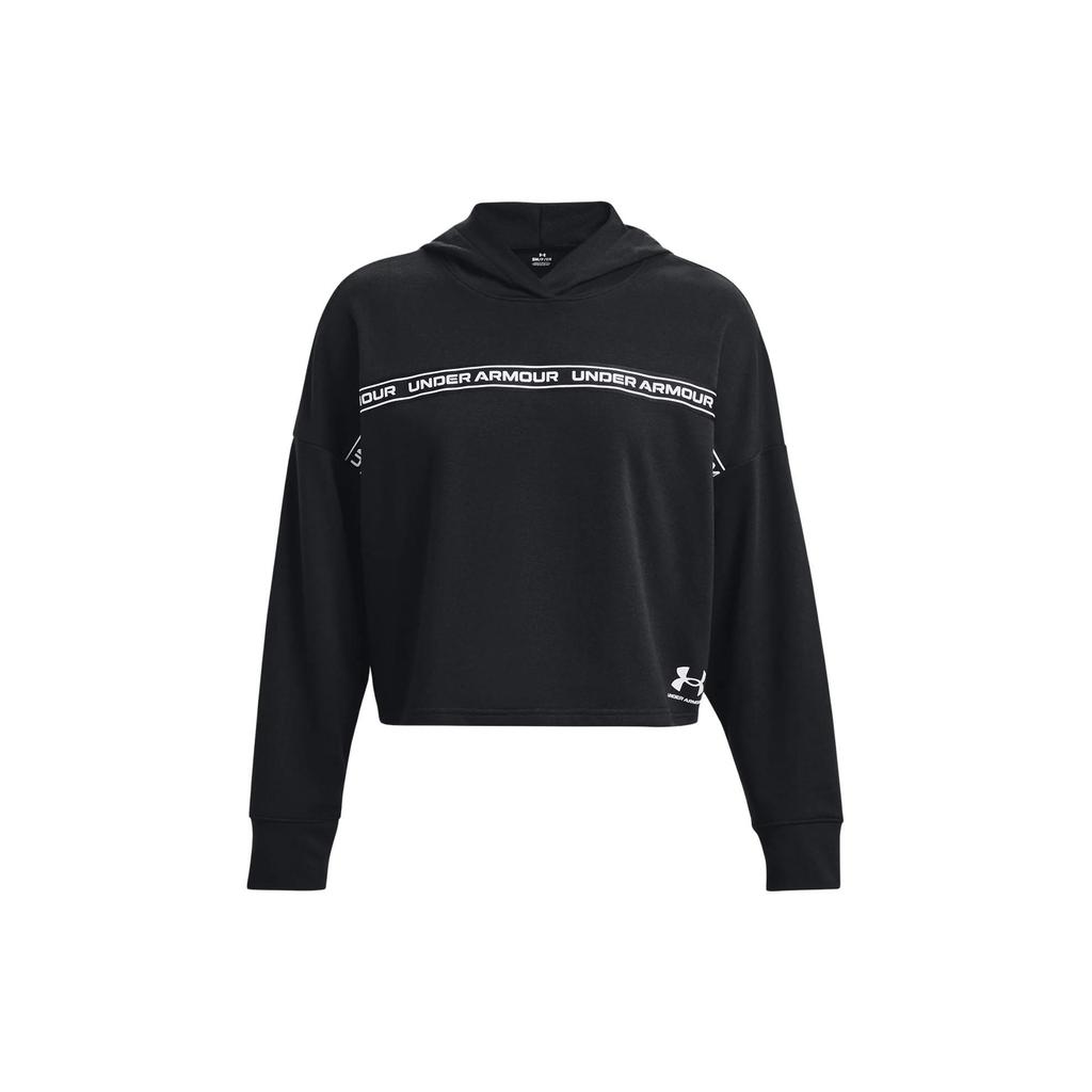 Under Armour Rival Letter Print Hooded Pullover Long Sleeve Sweatshirt Women sweatshirt Black 1378986-002