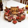 Highland Koe Charcuterieplank Rustieke Serveerplank met Compartimenten Houten Schaal voor Kaas Fruit Snacks Feest