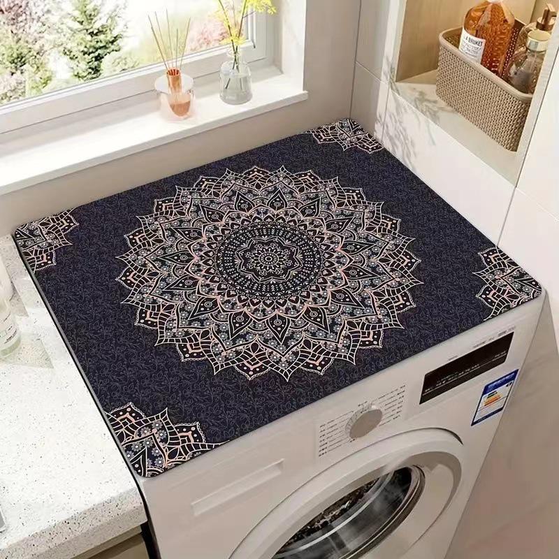 

Retro Style Water-Absorbent Non-Slip Velvet Washing Machine Lid Cover 20*30cm (Small Crystal Velvet)