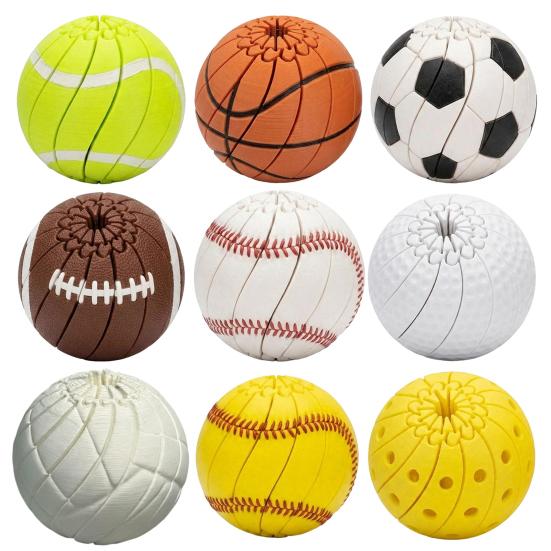 Yousheng 3D Printed Twisting Football Toy, Spiral Slippery Baseball Tennis Golf Basketball Toy, Stress Relief Rotating Fidget Sports Ball Desk Toy