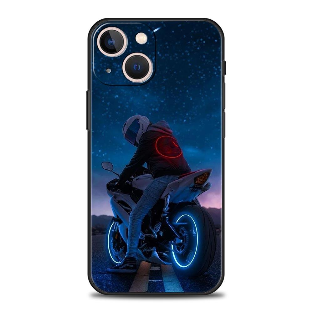 Moto Cross Motorcycle Sports Phone Case For iPhone 17 16 15 Pro Max 11 12 13 14 7 8 Plus SE 2020 X XR XS Cover Soft Black