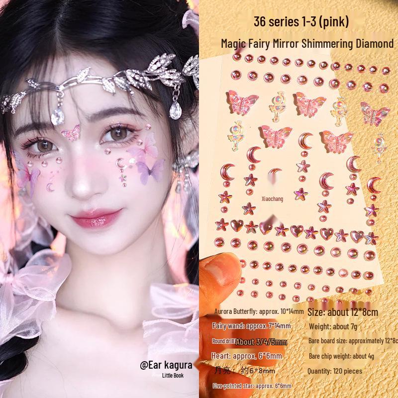 Children's Rhinestone Rose Diamond Face Stickers for Concert Makeup & Styling