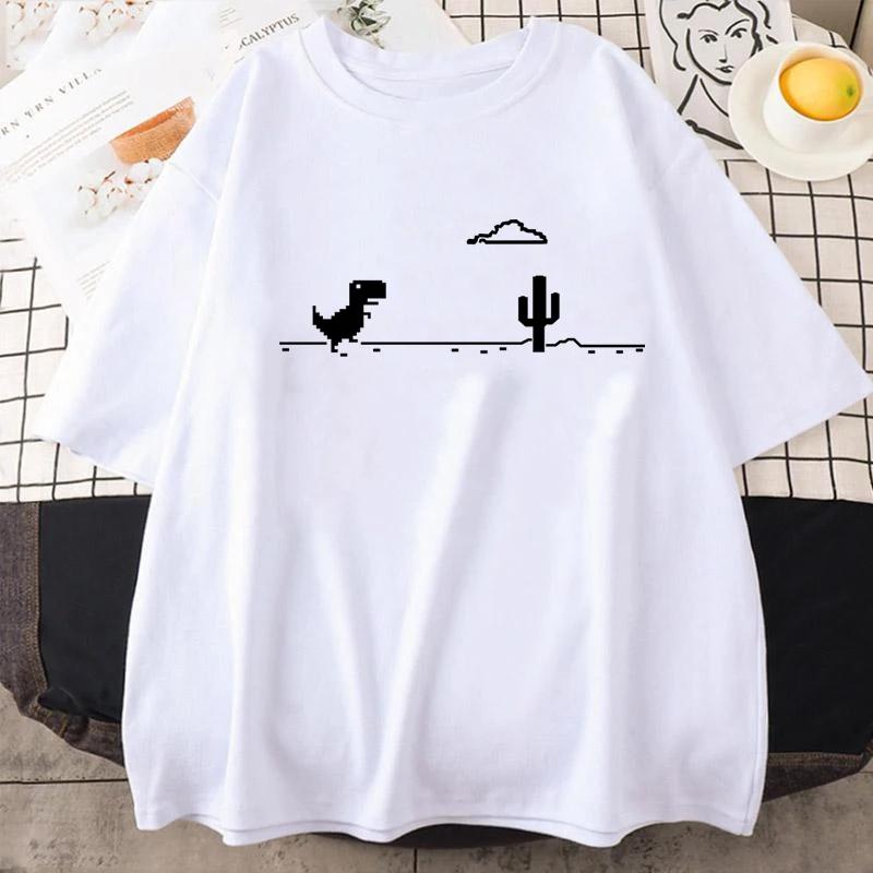 S5XL Pánská trička s potiskem Dinosaurus Kaktus Zábavná trička Letní bavlněná trička pro muže Ležérní trička s kulatým výstřihem Streetwear Top