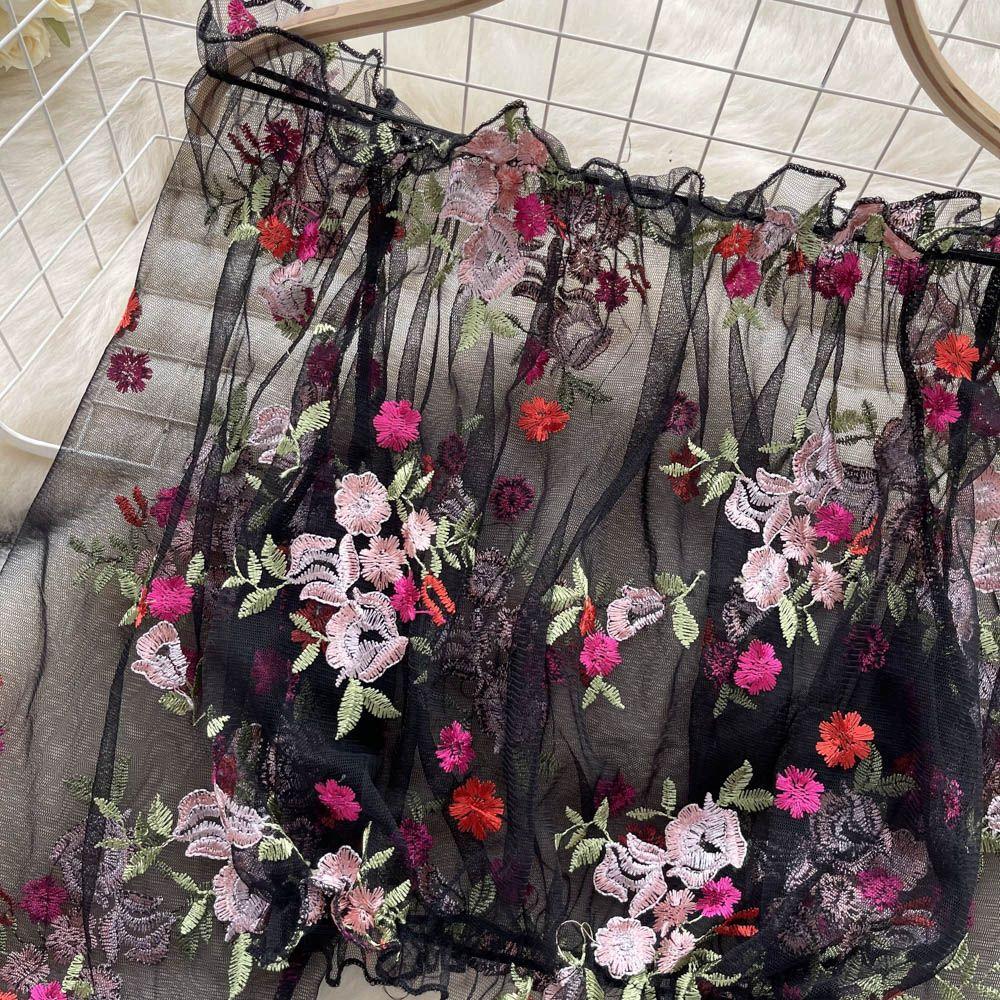 Chemisier à épaules dénudées pour femme, haut à manches longues lanterne, pull en dentelle transparente, chemisier à fleurs, chemisiers