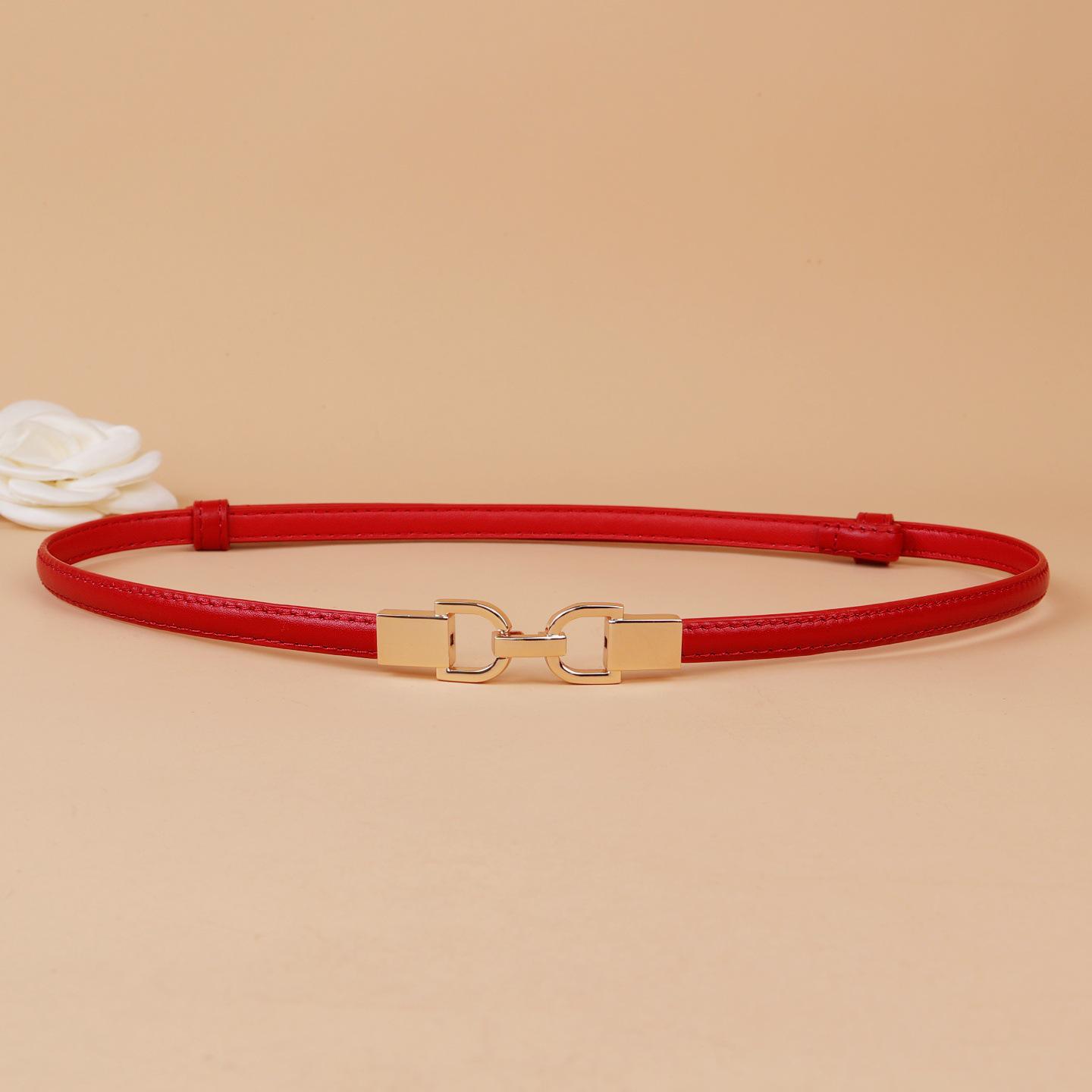 Women s Genuine Black & White Leather Decorative Belt - Thin, Hole-Free, Versatile Waist Chain