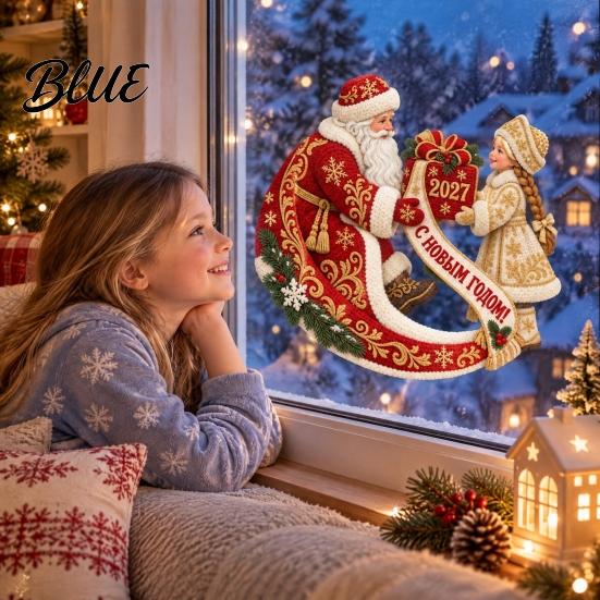 Frosty Old Man Window Art Static Cling Decal PVC Electrostatic Glass Stickers with Festive Winter Season Ornaments Snow Maiden Pattern Sticker