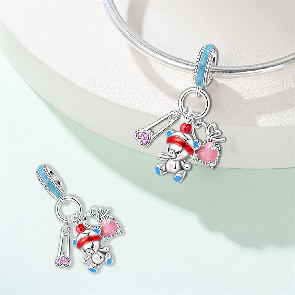 Charms Copper  Doll Bear Pendant Beads Fit Charms Plata  Original Bracelet Beads Women Jewellery Making