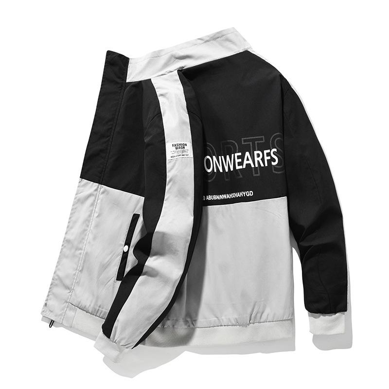 

Мужская спортивная куртка, мужская лоскутная куртка с капюшоном на молнии, весенне-осеннее пальто, повседневная бейсбольная куртка, толстовка, винтажная верхняя одежда M чёрный