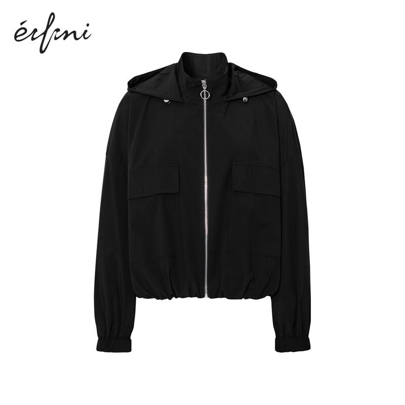 

Eifini Women s Stand Collar Hooded Loose Casual Jacket L