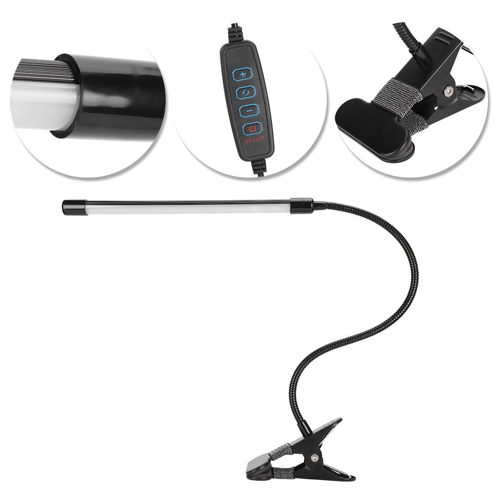 LED Verstellbare Clip Leselampe Kalt Warm Helligkeit Licht Schwarz Einrohr USB Betrieben