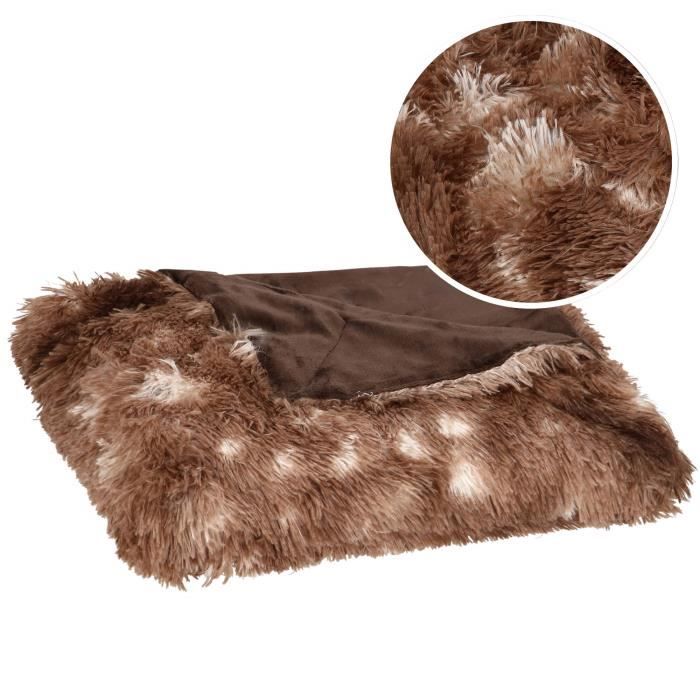 Couverture - SPRINGOS - 200 x 220 cm - Douce - Marron - Polyester 100%