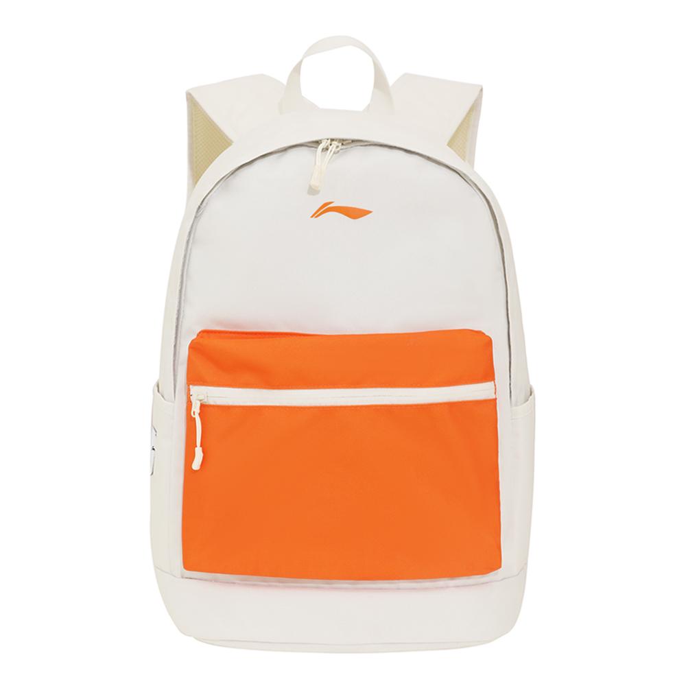 Li Ning Large Capacity Polyester Backpack Unisex White Orange ABSQ564-20