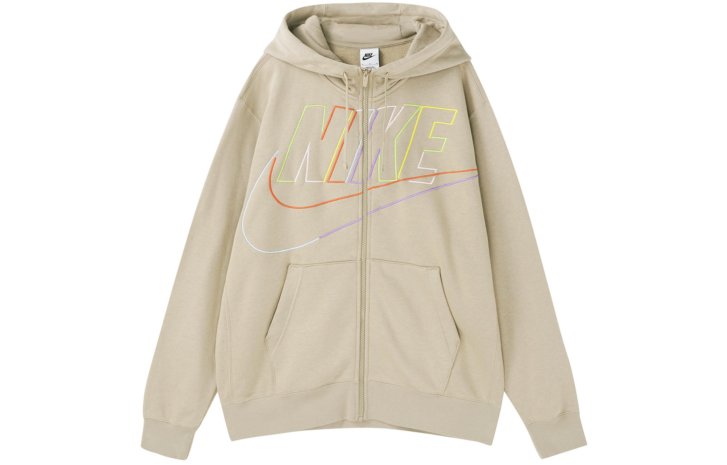 Nike Sweatshirts Men s Khaki Hooded Moderate Cardigan DX0536-247 M
