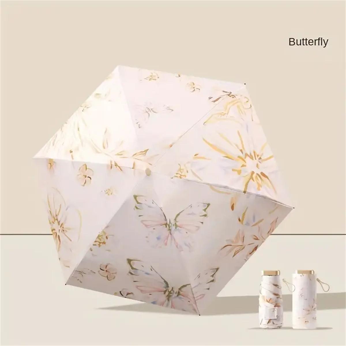 

Mini Pocket Rain Umbrella UV folding umbrella Rainproof Sun Protection Outdoor Traveling Capsule Umbrella 5-Folding Parasol белый