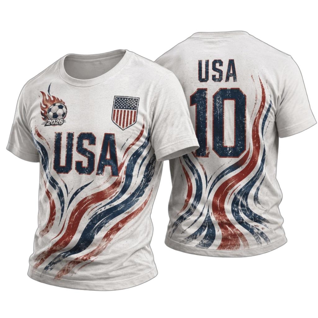 USA Soccer Printed Short Sleeve T-Shirt for Casual Everyday Wear
