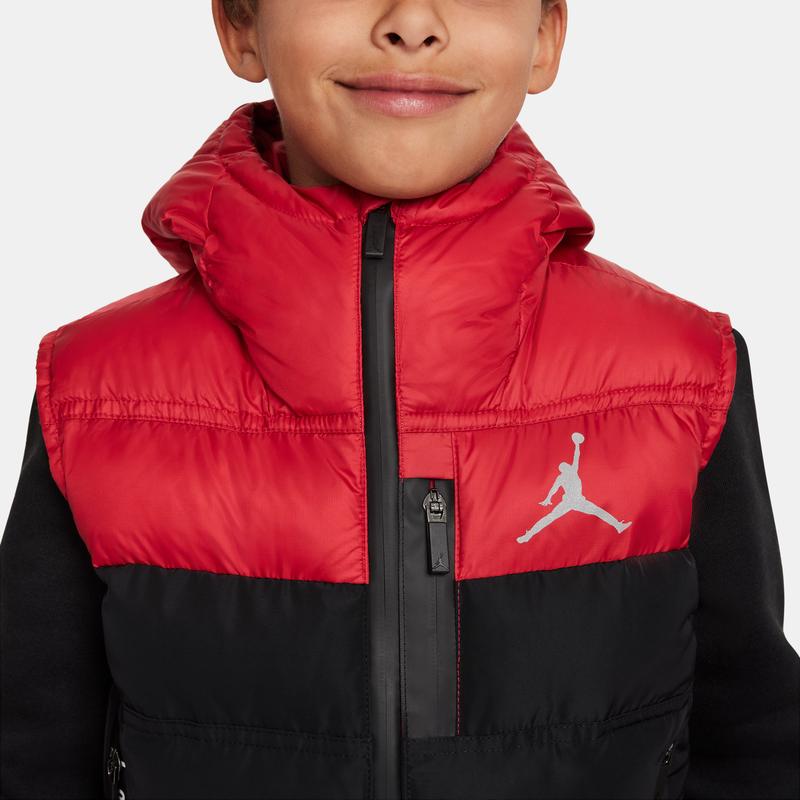 Jordan Color Block Warm Hooded Cotton Vest Kids vest Black HA5345-023