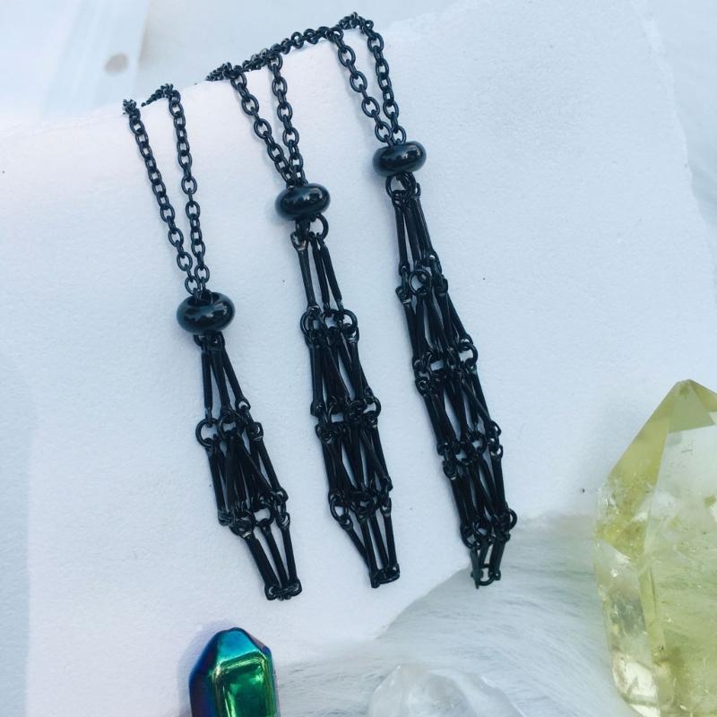 Empty Crystal Stone Holder Necklace Adjustable Natural Crystal Cage Necklace