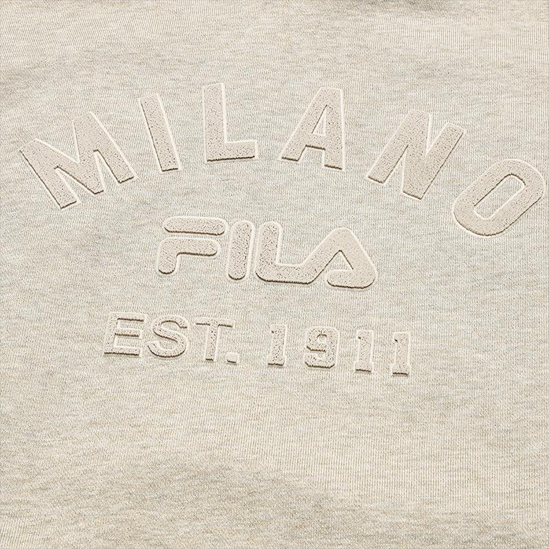 FILA Milano Series Fashion Trend Retro Sports Style Letter Print Loose Hoodie Women hoodies Wheat Flower-Gray F11W545202FBG