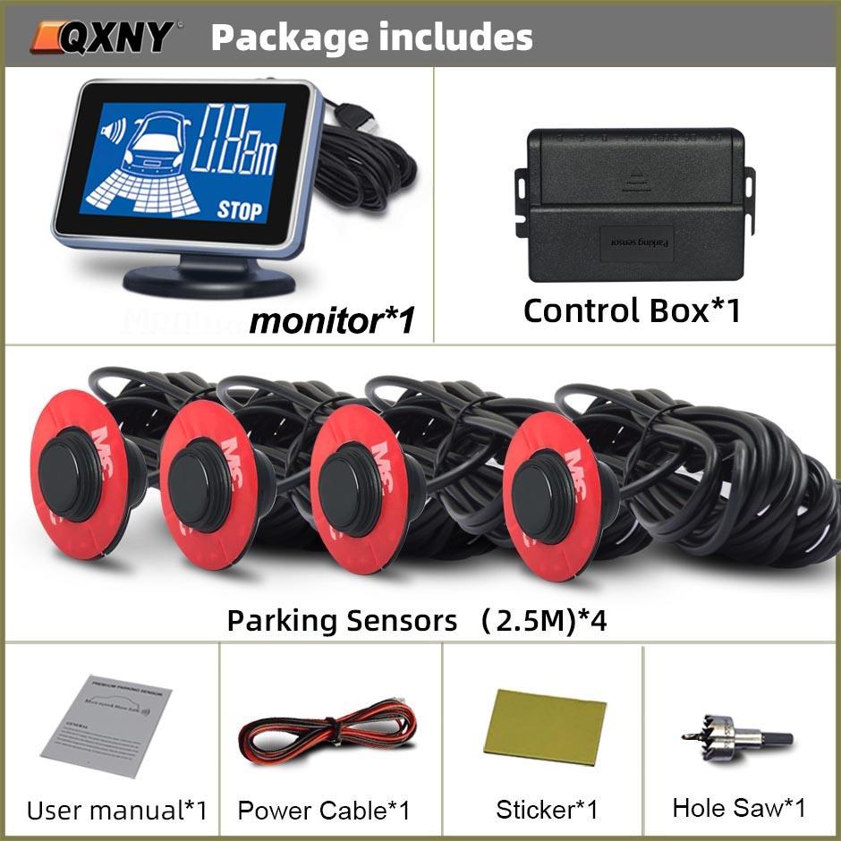 Qxny Backup Radar Plane 4 Rear Sensors Parktron for Bumper Adjustable Depth 16mm Parking Sensor To Assist Bumper Distance System