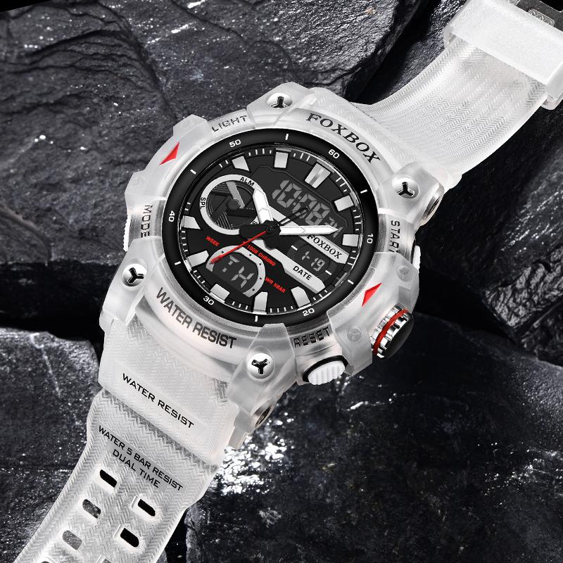 FOXBOX TOP New Digital Military mens watch Waterproof watches for men LED Quartz Sports mens wristwatch Relogios Masculino