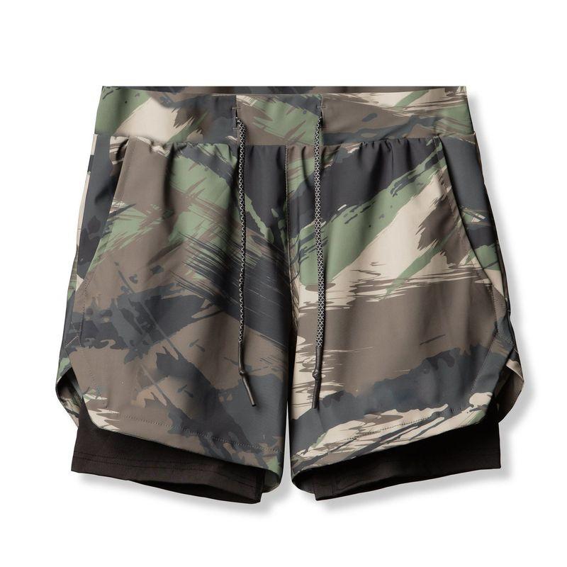 Running Exercise Shorts Men's Fashion Summer Muscle Sports Brother Fitness Double-Layer Pants Quick-Drying Breathable Knee Length Pants