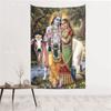 Radha Krishna With Kamadhenu Indian Mythology Religious Posters Tapestry Printed Room Decor Beautiful Art Wall Decoration
