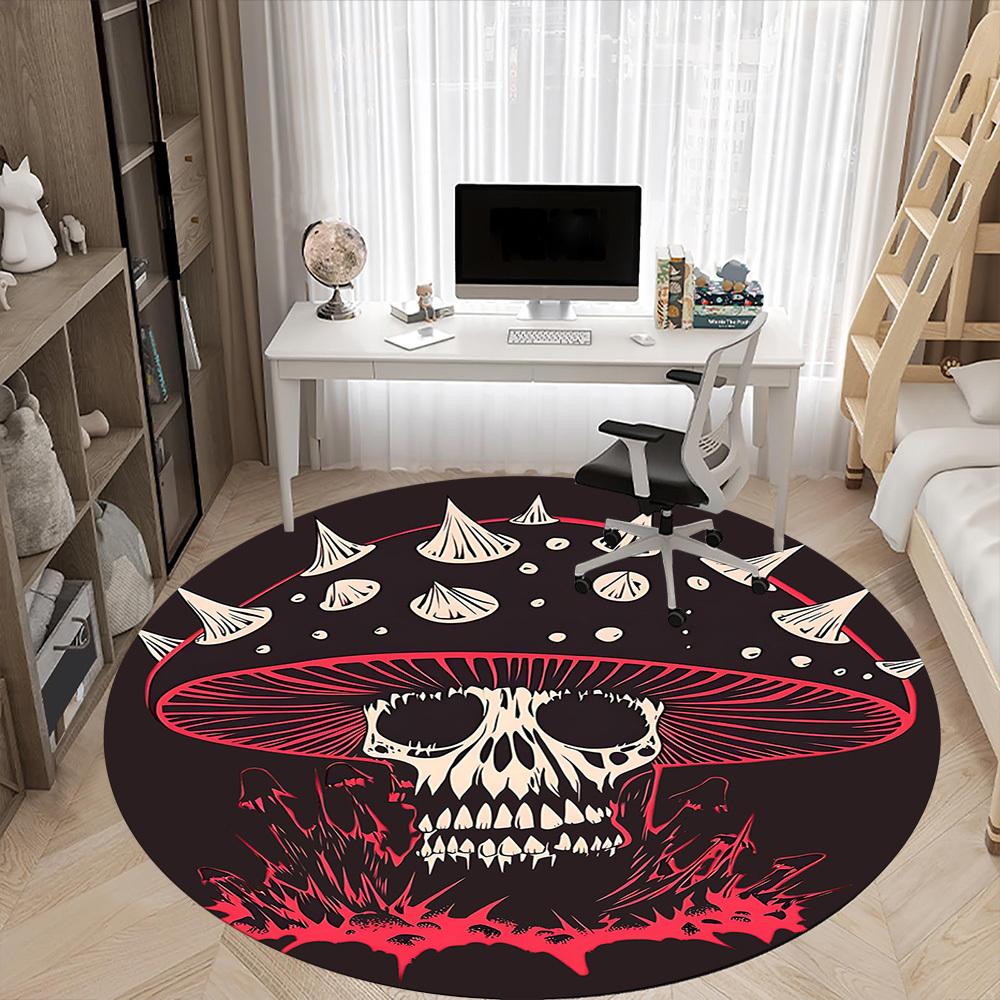 1 Stück Pilzschädel Büro Runder Teppich, Unter Bürostühlen Schlafzimmer Wohnzimmer Heimdekoration, Raumdeko