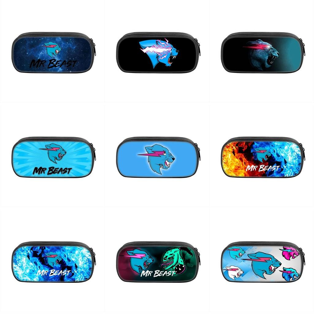 Mr Beast Lightning Cat Lion Print Student Single Layer Stationery Storage Bag