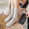 White Pile Socks, Women's Summer Cotton Socks, Thin Mid-calf Socks, Grey Long Socks, Spring and Autumn Matching, German Training Shoes, Socks Trend