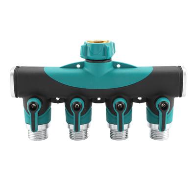 3/4" 4-Wege-Schlauchverbinder Verteiler Gartenwasserverteiler Wasserhahnadapter Schlauch Absperrventil