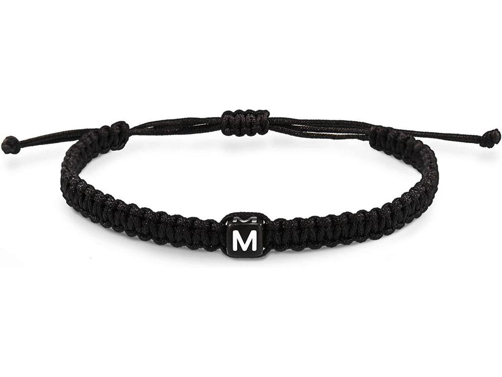 Acrylic Initial Letter Adjustable Woven Bracelet for Couples