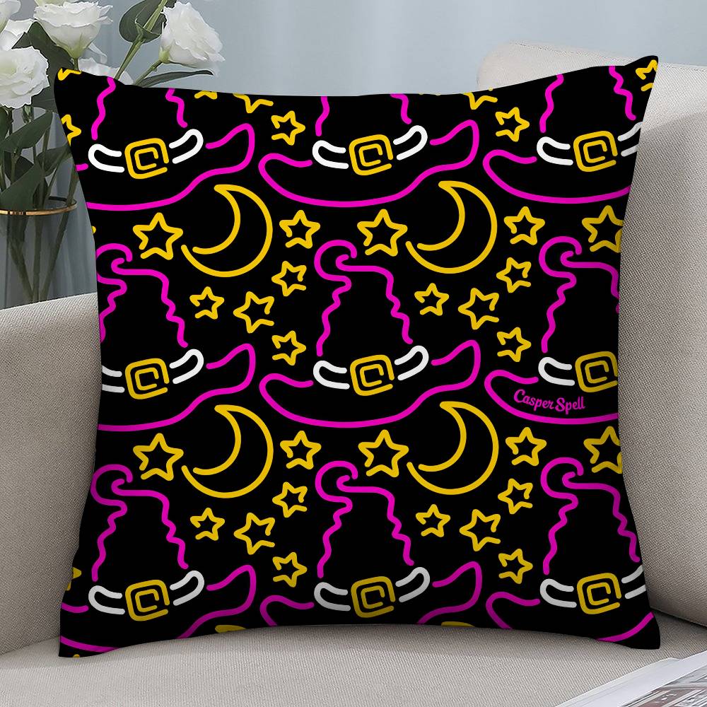 

Halloween Cartoon Witch Pillow Case Short plush Double-sided Print Square Throw Pillow Covers Sofa Home Cushion Decor 12x12Inch