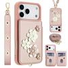 For iPhone 17 Pro Max iPhone Air Case, Wallet with Card Holder, Cute Flower Design Crossbody Purse,Magnetic Kickstand Shockproof
