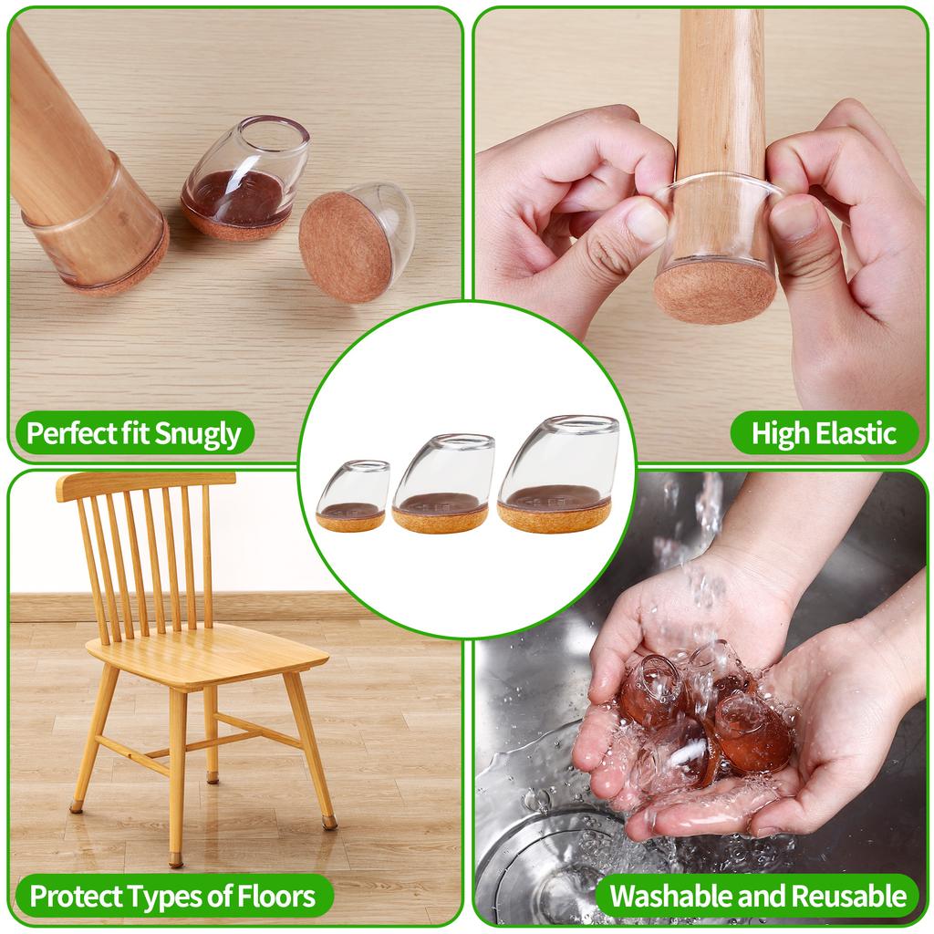 Chair Leg Protectors Foot Cover 15-25° Diagonal Thick Wrap Felt Pads Silicone Furniture Table Feet Protect Hardwood Floors Table