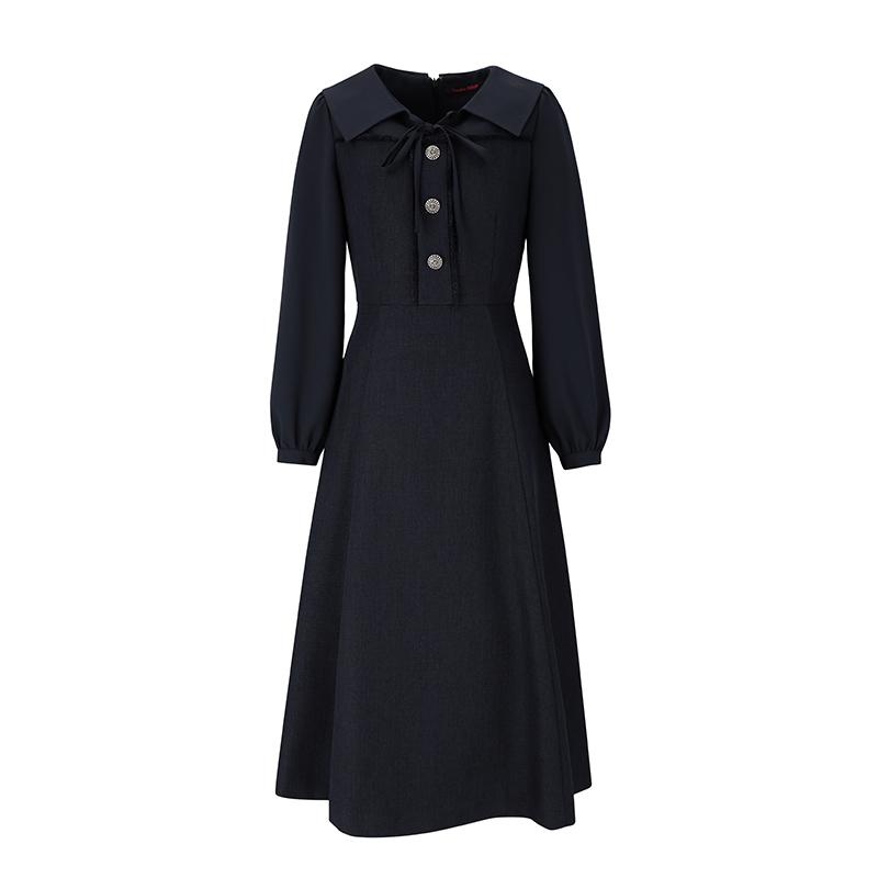 SOUP Neck Ribbon Antique Button Dress (Oy9Opc2)