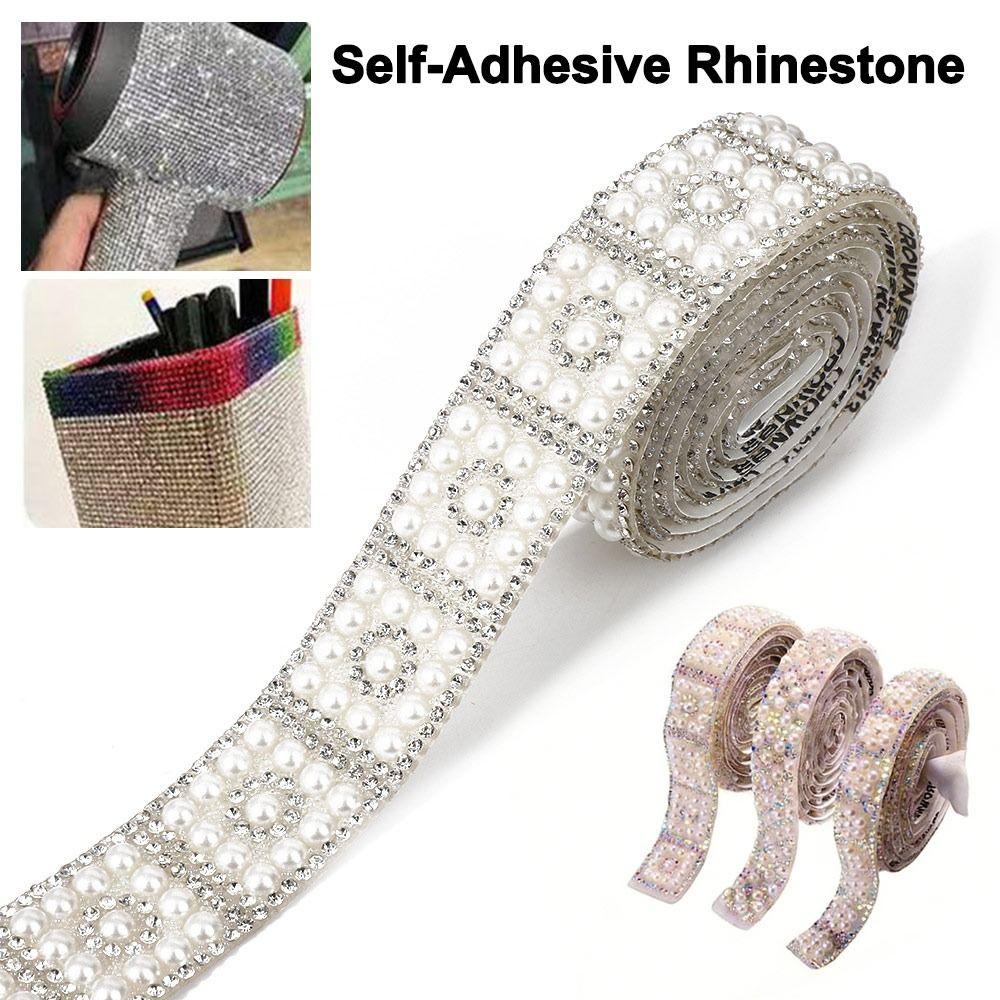 1 Yard DIY Rhinestones Trim Tape Colorful Pearl Chain  Garment Shoes Bags Bags Decoration
