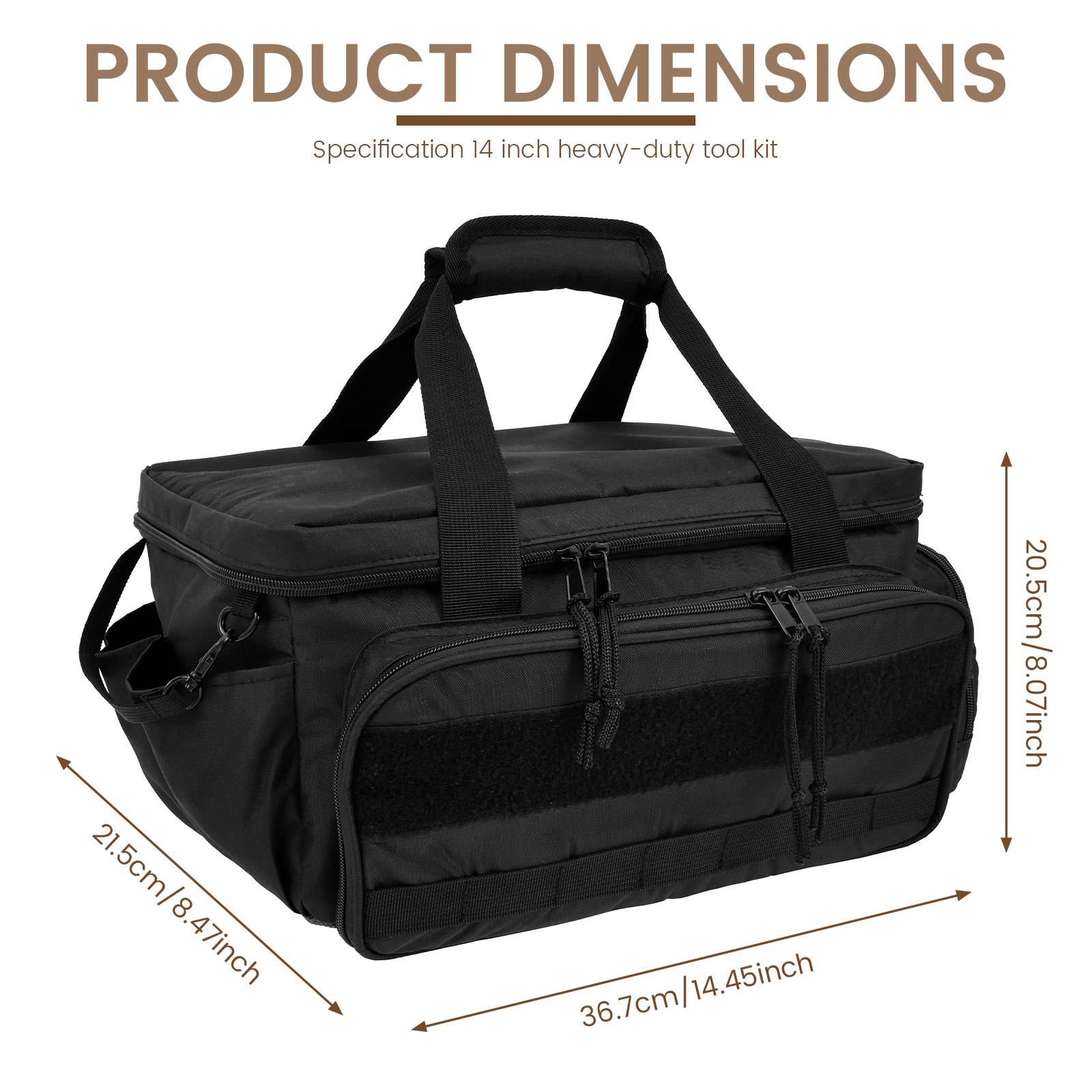 

14-дюймовая сумка для инструментов с противоскользящим дном, органайзер для хранения ручных инструментов, многоцелевая рабочая сумка для ремонтников, плотников, разнорабочих 14 inches чёрный