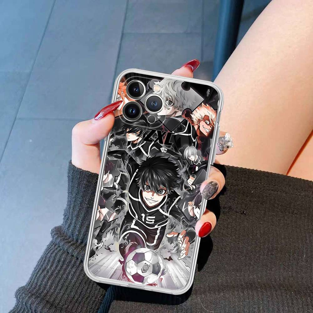 Football Anime B-Blue L-Lock Transparent Soft Phone Case For IPhone 15 12 14 16 17 13 Plus 11 Pro Max 13 Pro