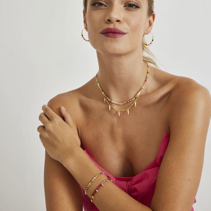 Bracelet - LUXENTER - Noi - Argent 925 - finition or jaune 18K - Cristaux multicolores