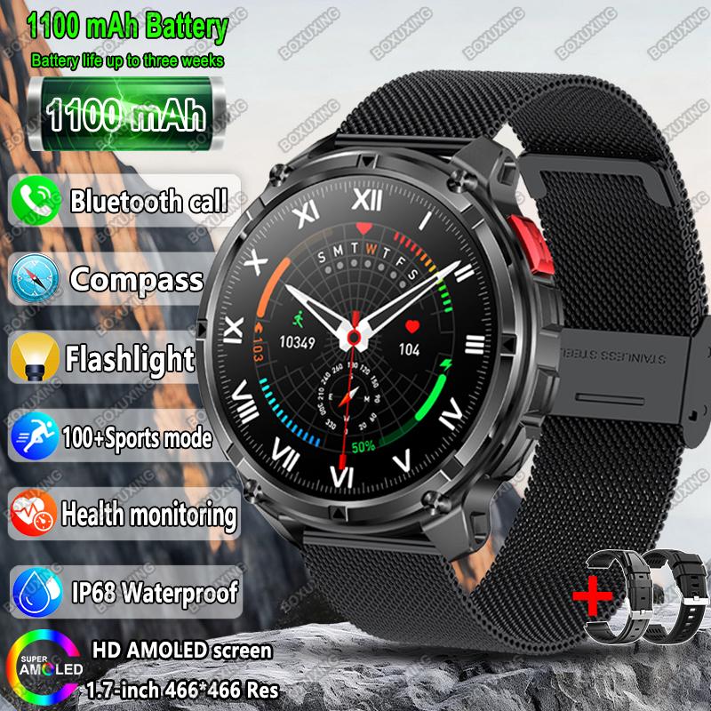 New Military T-Rex 3 Smart Watch Men 1100mAh Battery AMOLED  IP68 Waterproof Outdoor Compass Bluetooth CallSport Smartwatch