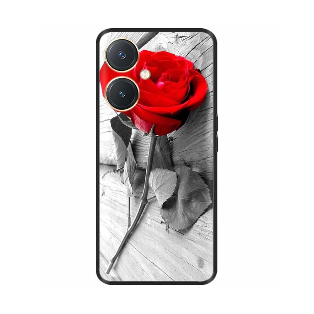 For Vivo Y27 Y27s Case Fashion Flowers Black Soft Coque Silicone Shockproof TPU Phone Cover Funda for Vivo Y27 Y 27 Bumper V2249