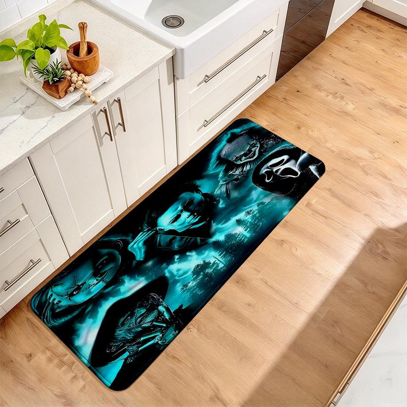 Horror Halloween Flannel Kitchen Mat Christmas Soft Area Rug Non Slip Floor Carpet Home Decoration