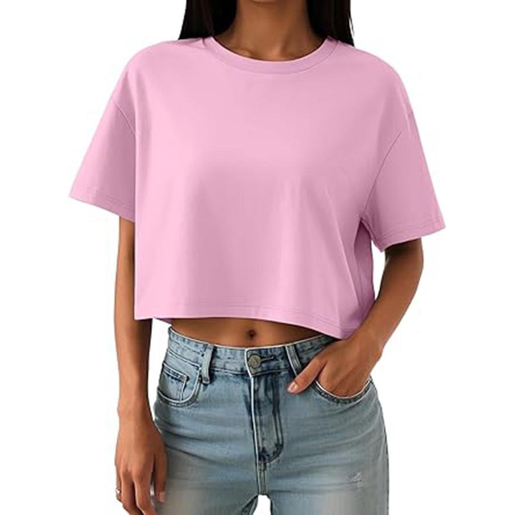 Women's Cropped Tops Oversized Sports T-shirts Short-sleeved T-shirts Casual Trendy Fashion Clothing