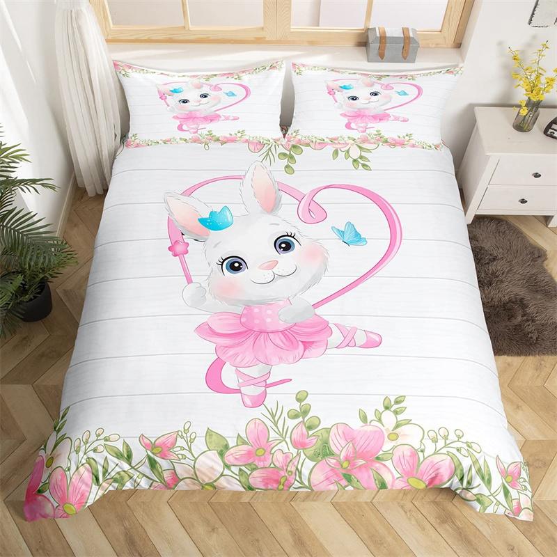 Cute Milk Cow Bedding Set King Cartoon Animal Duvet Cover Botanical Floral Comforter Cover Microfiber Farmhouse Bedspread Cover