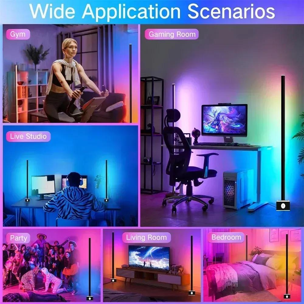 RGBIC Corner Floor Lamp LED Atmosphere Light APP Control Pickup Sound Lights for Bedroom Living Room Party Decorations Lighting